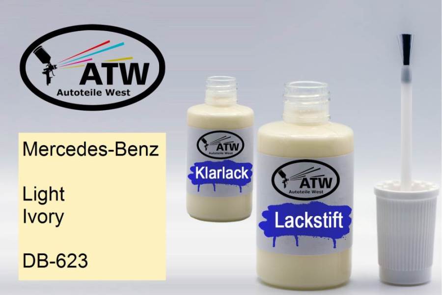 Mercedes-Benz, Light Ivory, DB-623: 20ml Lackstift + 20ml Klarlack - Set, von ATW Autoteile West.